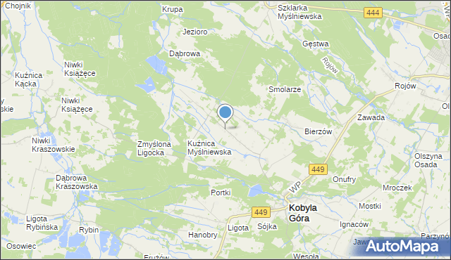 mapa Myślniew, Myślniew na mapie Targeo